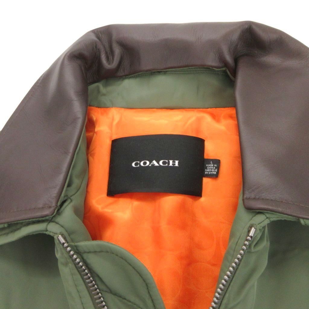 コーチ COACH ウーブン ジャケット レザーカラー MA-1 フライト