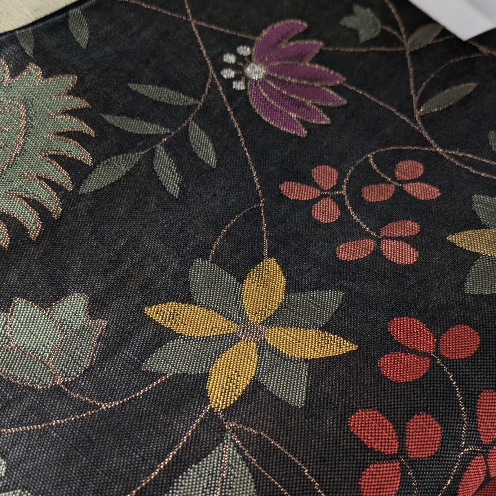 シュトラウス衣正絹勝山織物更紗 洒落袋帯 レース使い 速乾素材