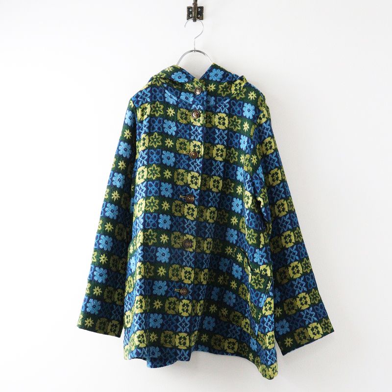 コットンハウスアヤの花柄コート 美品 コットンハウスアヤ Cotton House Aya フラワーボーダー柄織り