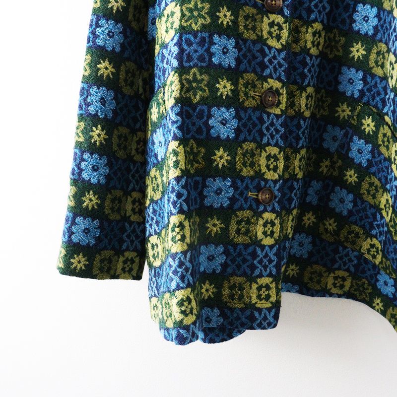 美品 コットンハウスアヤ Cotton House Aya フラワーボーダー柄織り