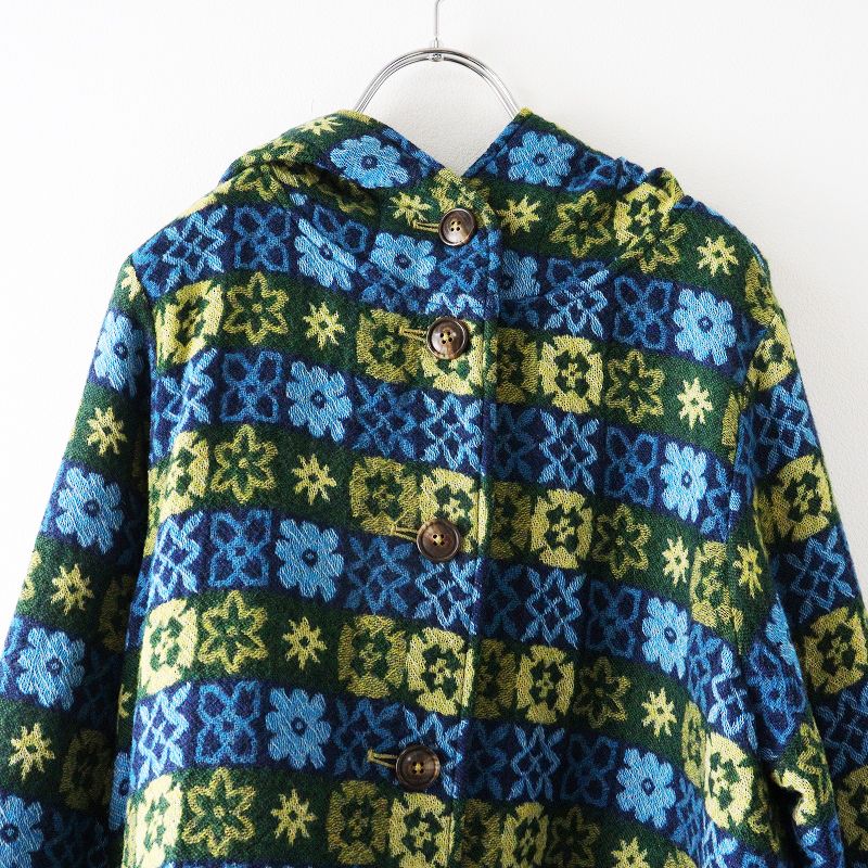 美品 コットンハウスアヤ Cotton House Aya フラワーボーダー柄織り