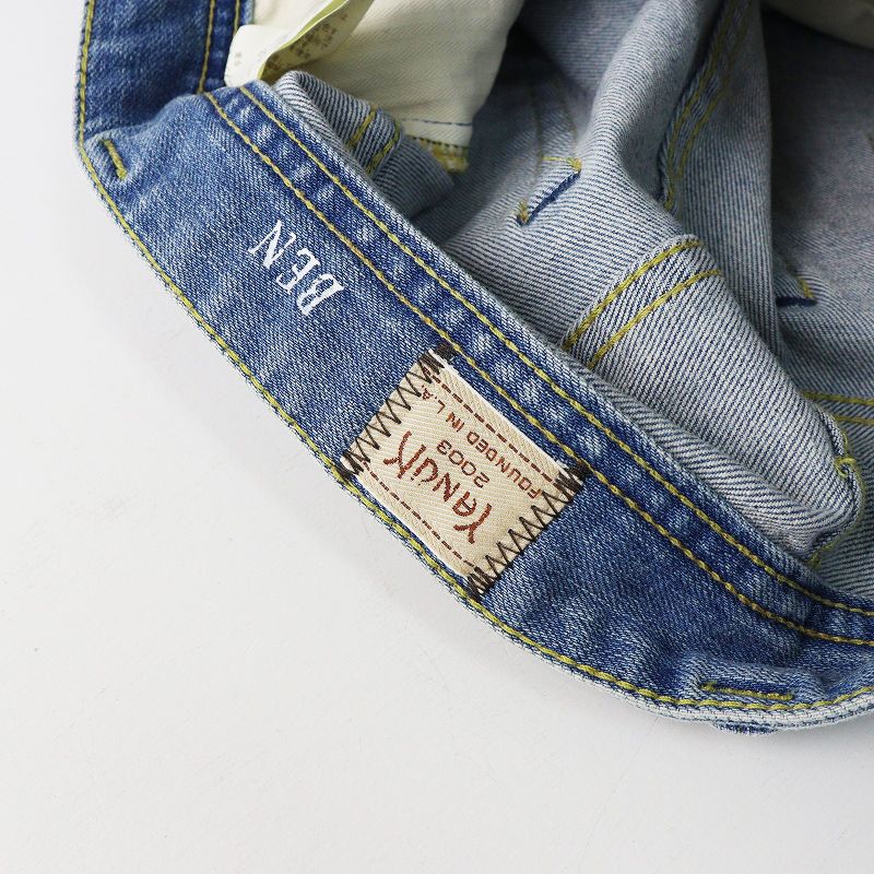 メンズ 定価3.9万 ヤヌーク YANUK BEN クラシックストレート デニムパンツ 28 ライトインディゴ┃
