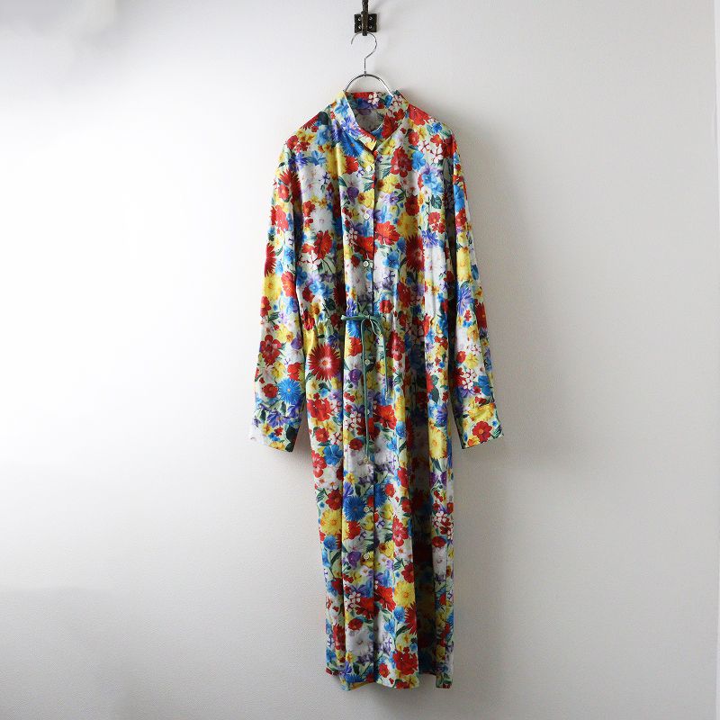 美品ロイスクレヨン花柄シャツワンピース（長袖） B品 ロイスクレヨン Lois CRAYON フラワーチアー ウエストドローコード