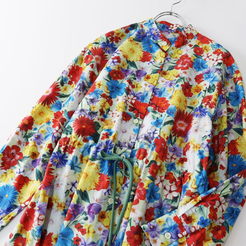 美品ロイスクレヨン花柄シャツワンピース（長袖） B品 ロイスクレヨン Lois CRAYON フラワーチアー ウエストドローコード
