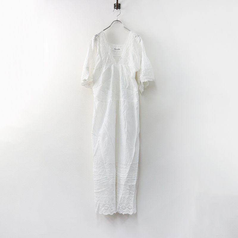 サラマリカ SARA MALLIKA コットンレースギャザーワンピース ホワイト ドレス フ インド製
