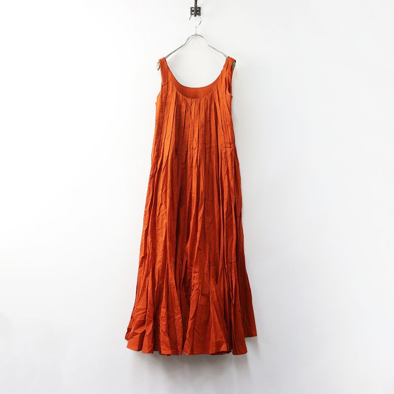 マリハ MARIHA 海の月影のドレス オレンジ ピンタック ノースリーブ ワンピース フ