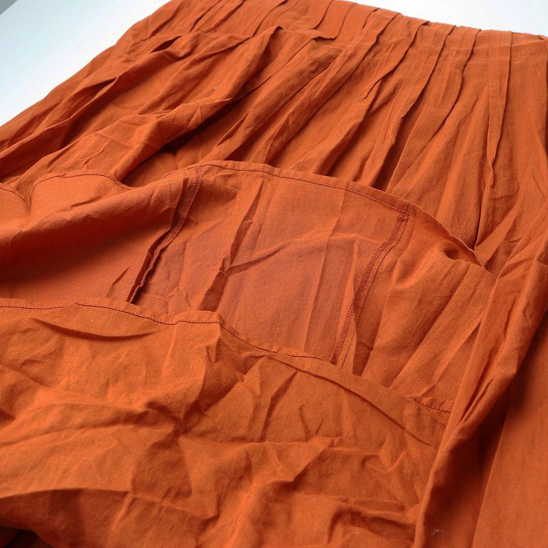 マリハ MARIHA 海の月影のドレス オレンジ ピンタック ノースリーブ ワンピース フ ステンカラー その他 