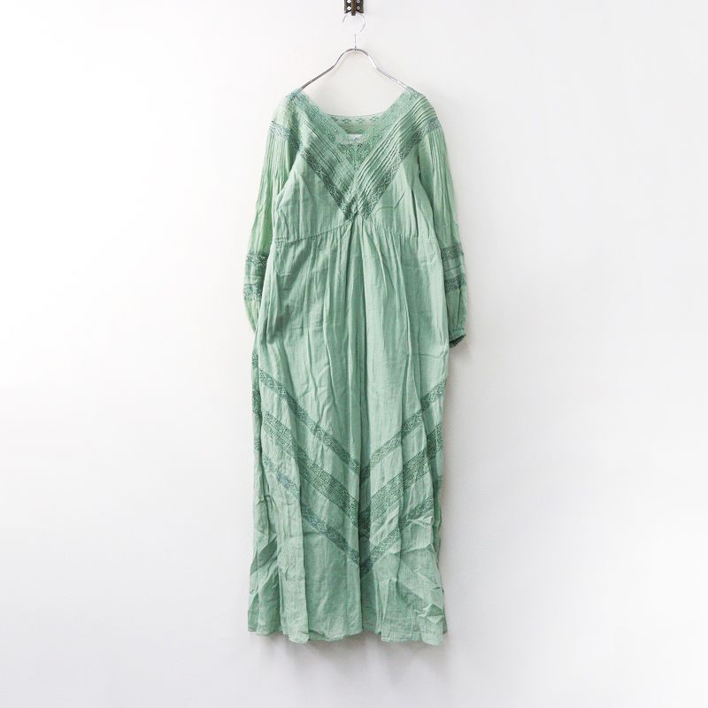 サラマリカ Sara mallika コットンボイルレースワンピース ミントグリーン ドレス ギャザー フ インド製