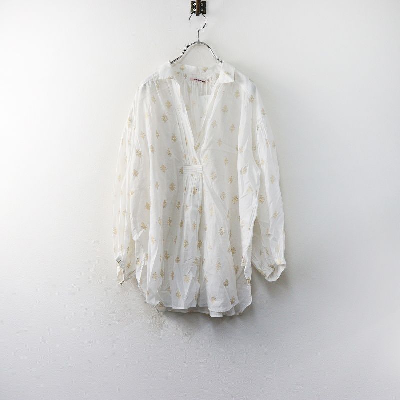 最終　ヌキテパ　コットンボイルスモッキング　ブラウス　ホワイト　新品タグ付き 未使用 ヌキテパ ne Quittez pas コットンボイルプリントギャザー