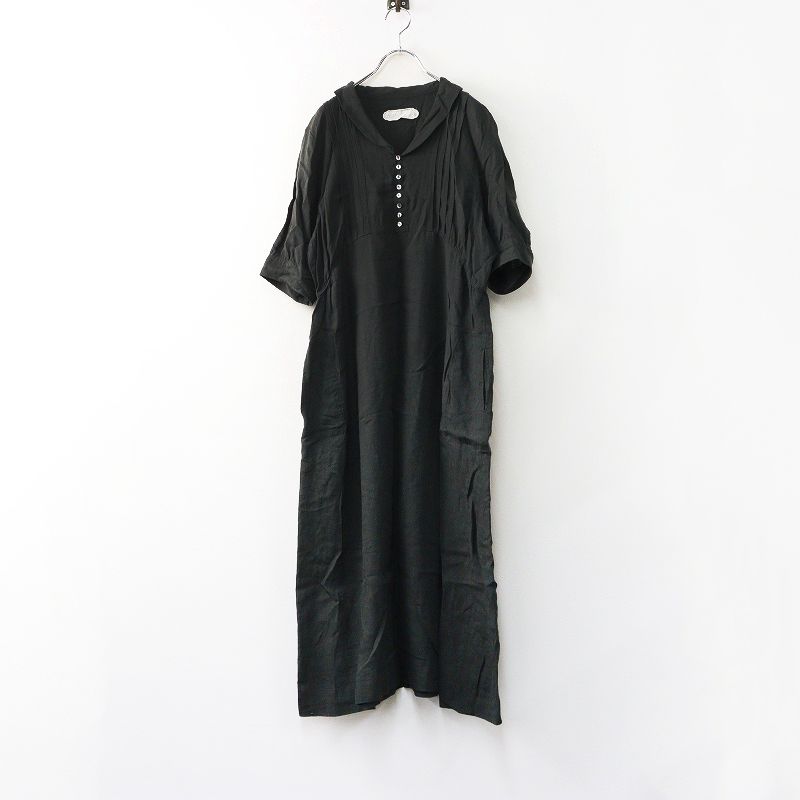 美品 LISETTE リゼッタ シルク シャンタン ワンピース リゼッタ Lisette リネンピンタックラウンドカラーワンピース 38