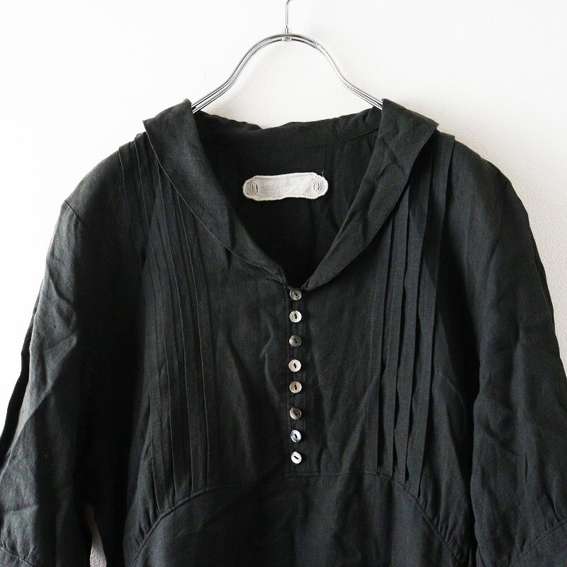 リゼッタ Lisette リネンピンタックラウンドカラーワンピース 38