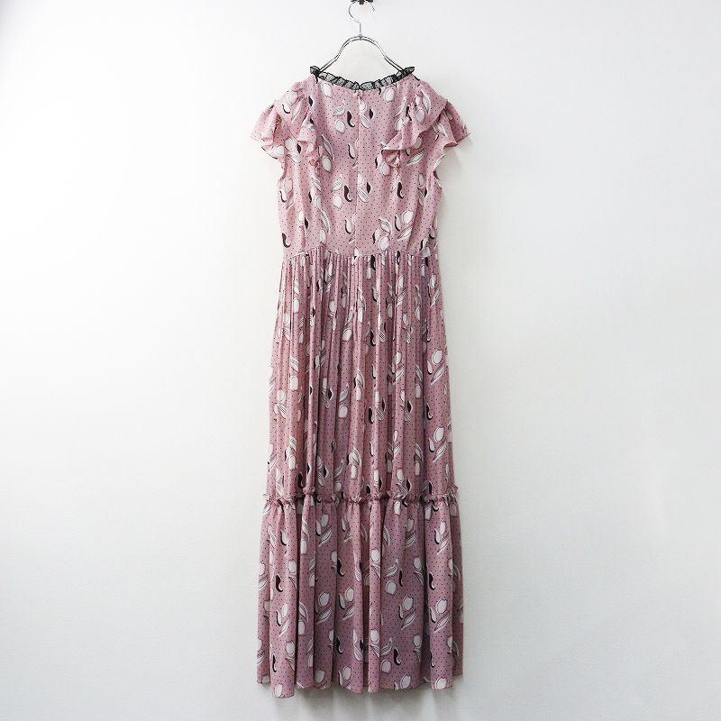 定価31900円 トッカ ラベンダー TOCCA Tulips Print シフォンプリーツティアードドレス 0 ラベンダー┃