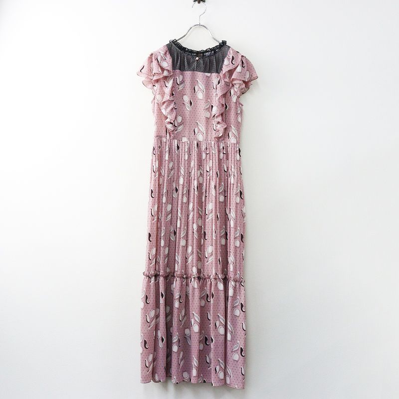 定価31900円 トッカ ラベンダー TOCCA Tulips Print シフォンプリーツティアードドレス 0 ラベンダー┃