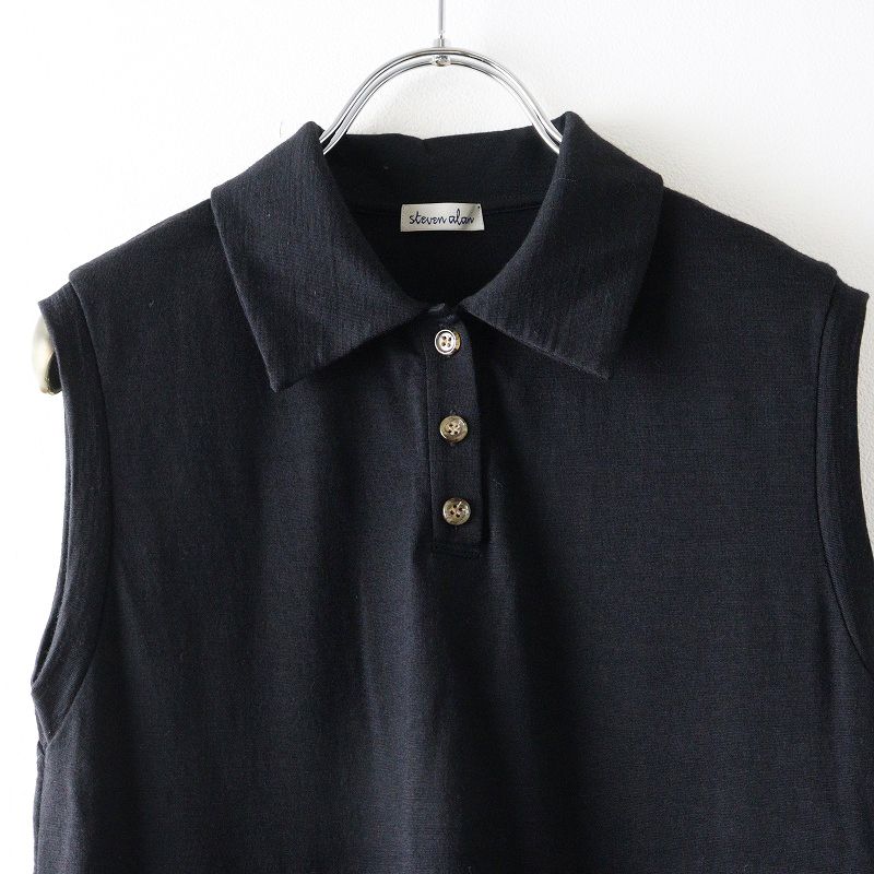 【美品】レオナールノースリーブポロシャツ 美品 スティーブンアラン Steven Alan ウールジャージー ノースリーブ