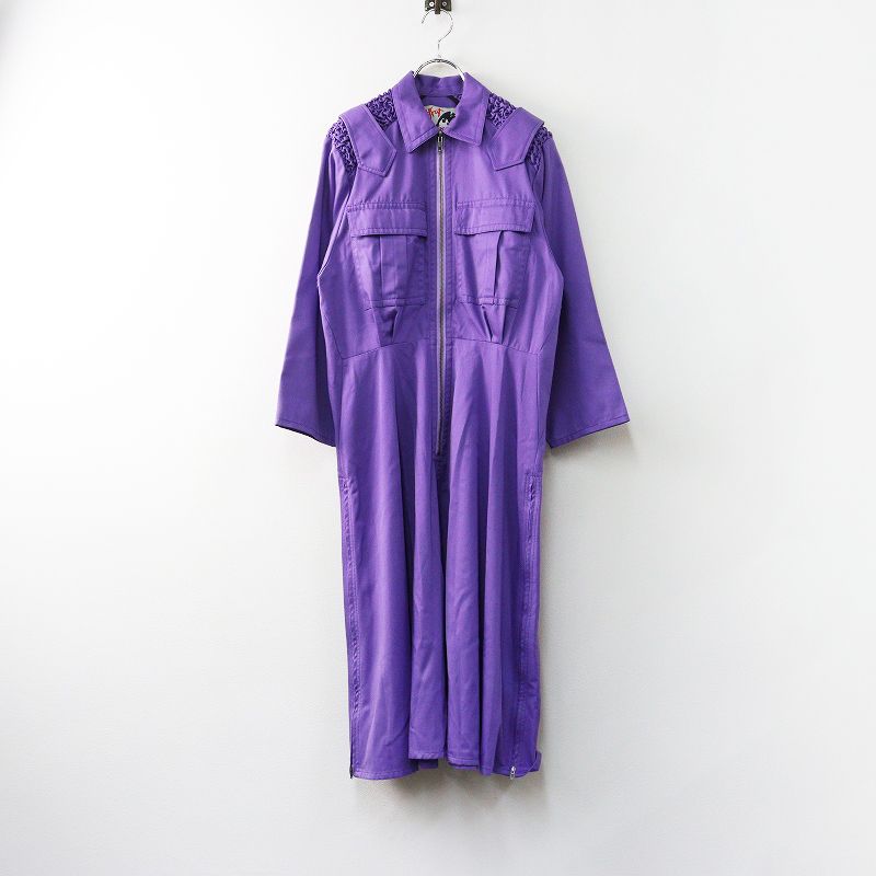ジェニーファックス Jenny fax 肩シャーリング ジップアップロングワンピース F パープル┃ドレス チュニック