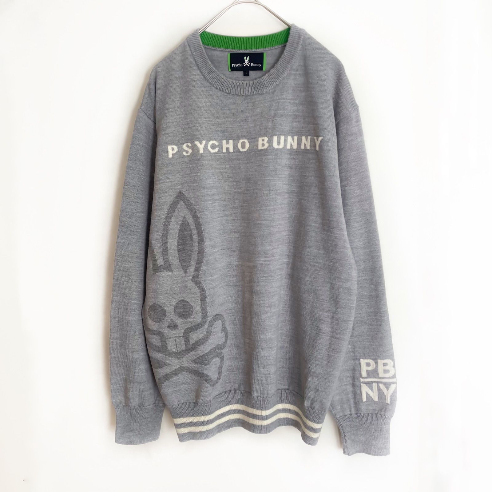 Psycho Bunny サイコバニー ロゴニット グレー スカルバニー セーター