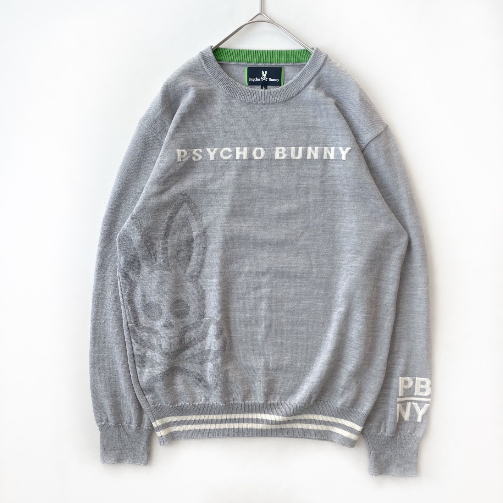 Psycho Bunny サイコバニー ロゴニット グレー スカルバニー セーター
