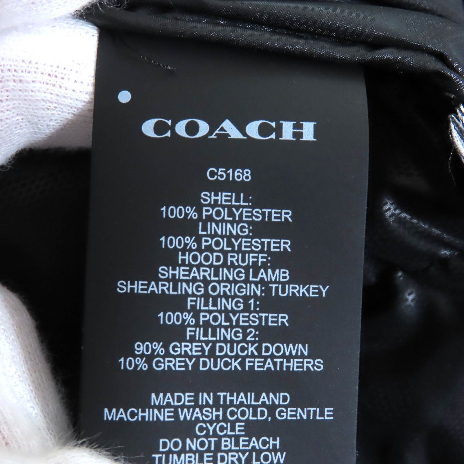 美品△COACH コーチ C5168 ロング スリム パッファー ウィズ