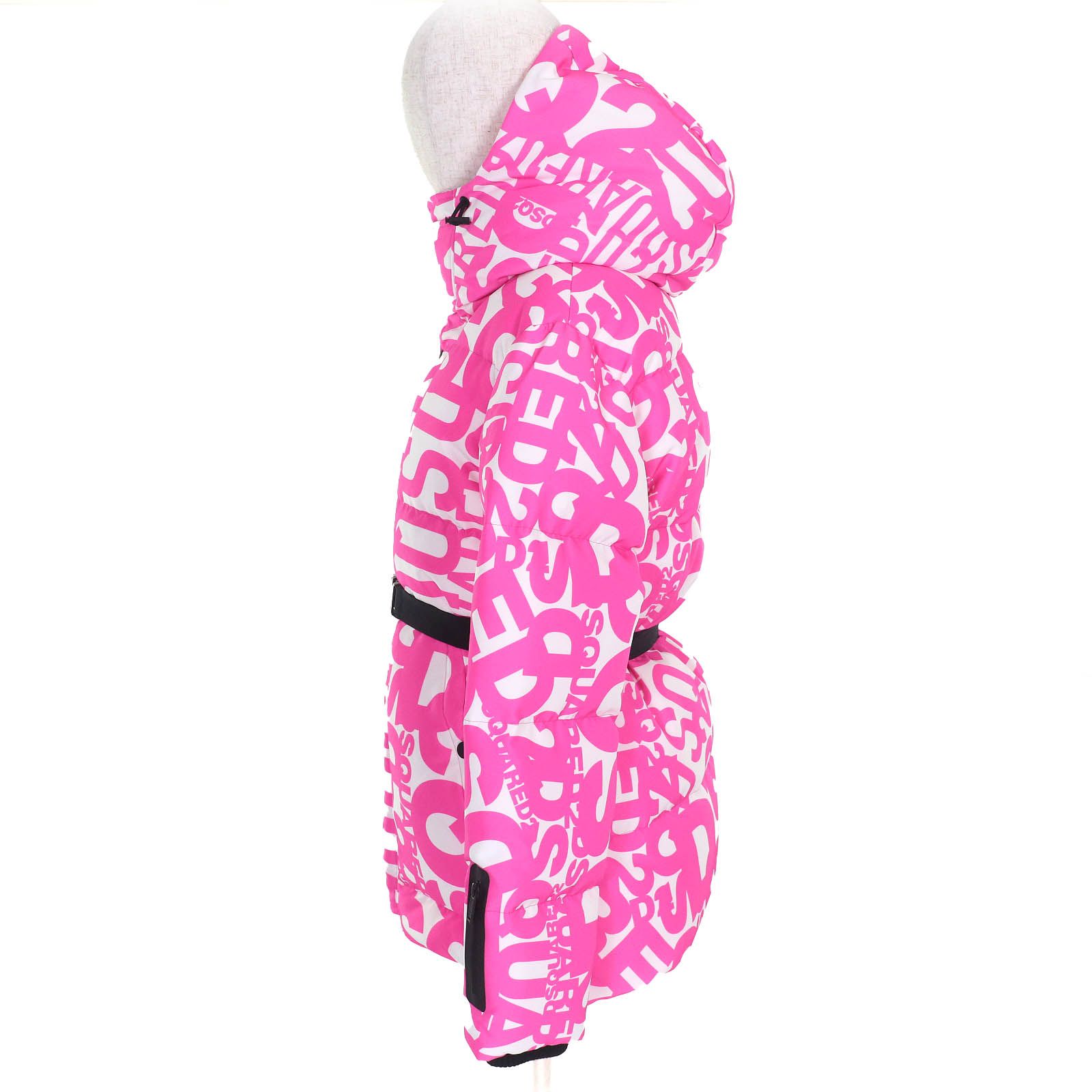 未使用品△DSQUARED2 ディースクエアード 20AW S72AM0873 インナーベスト付 ロゴ総柄 3WAY ダウンジャケット ピンク ホワイト 36 正規品 未使用品△DSQUARED2 ディースクエアード 20AW S72AM0873 インナー