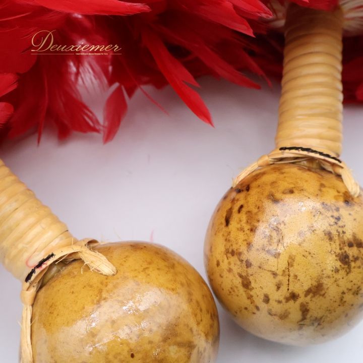 【タヒチアン・フラダンス用】レッド イエロー ペア ウリウリ マラカス 民族楽器 フラダンス ウリウリ マラカス 小物 小道具 楽器 レッド系 赤 イエロー