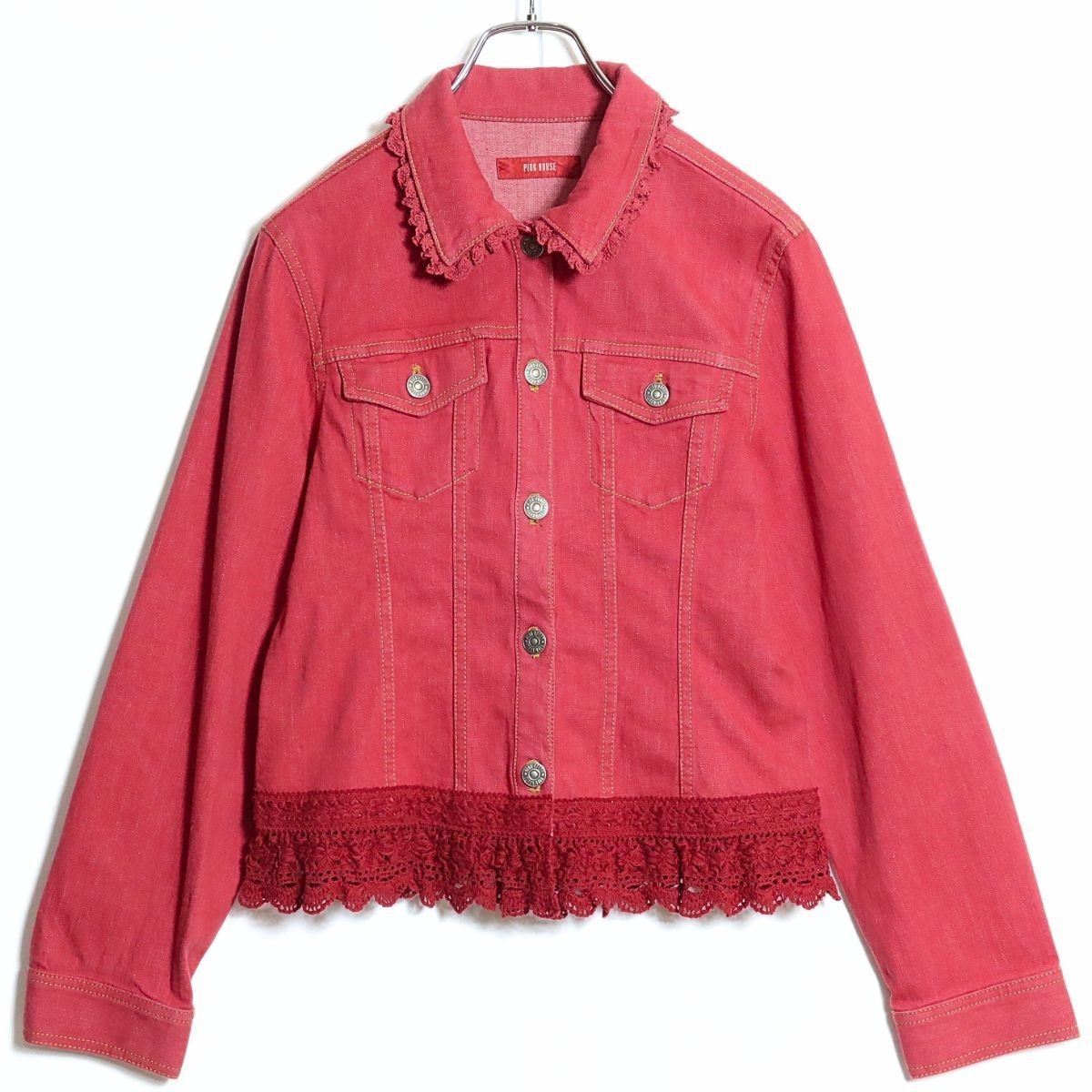 美品】ピンクハウス☆目を惹く！ かぎ針編み風レースが可愛い デニム