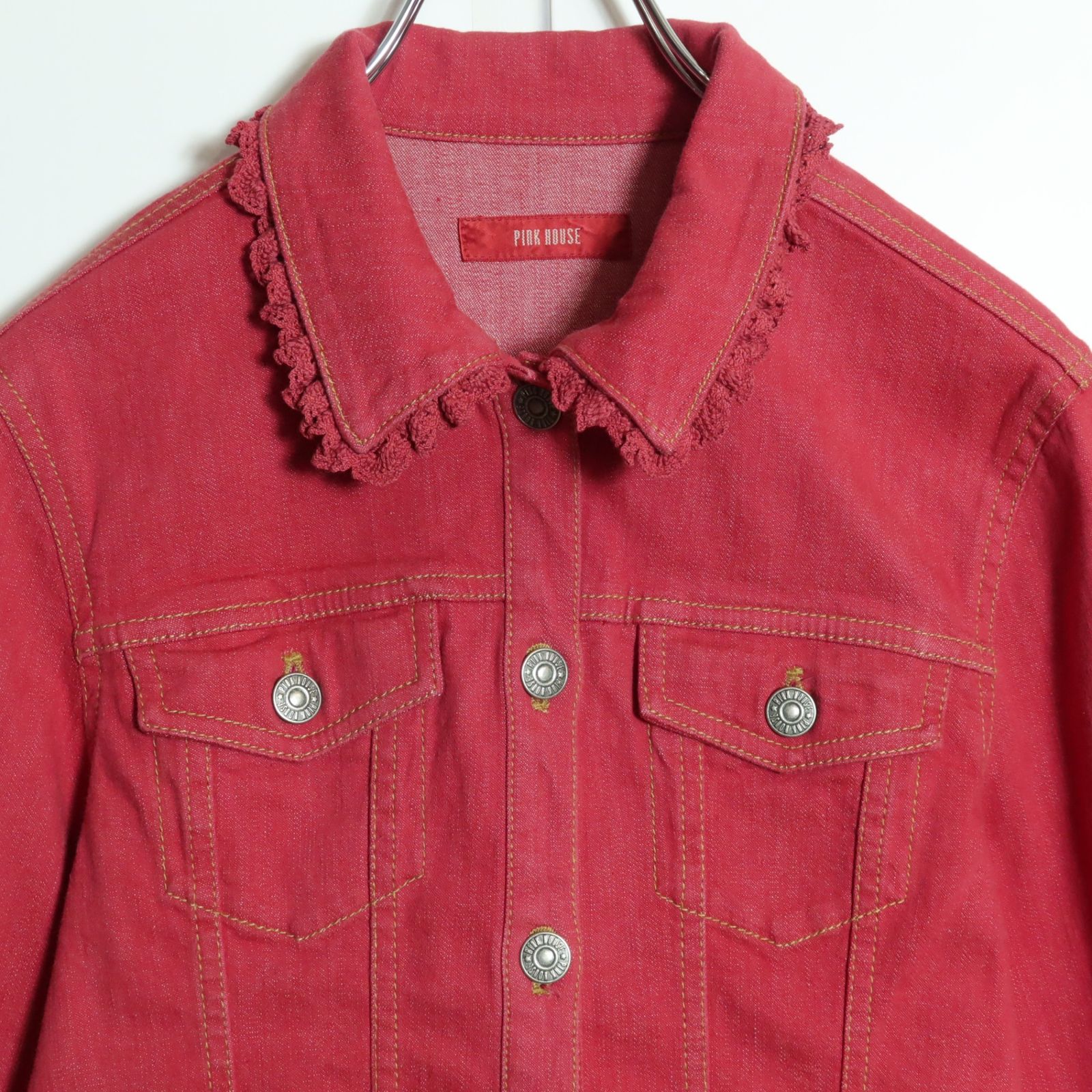 美品】ピンクハウス☆目を惹く！ かぎ針編み風レースが可愛い デニム