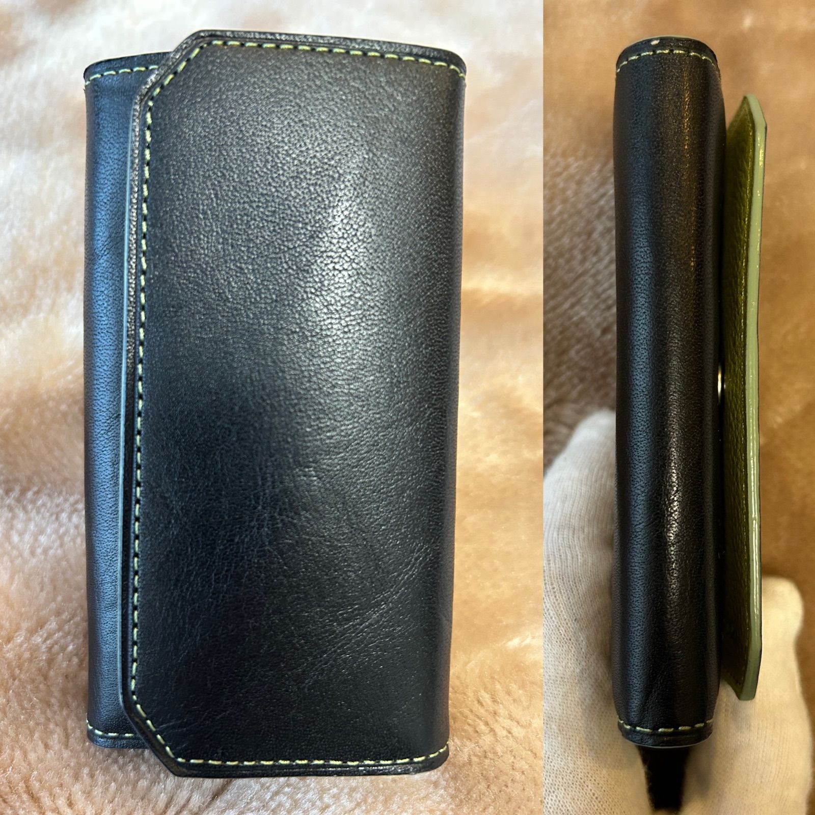 TAKEO KIKUCHI タケオキクチ 品番 1891 種類 3つ折り4連キーケース 紳士小物 カラー black　ブラック　黒色系 green グリーン　緑色系 バイカラー 素材レザー 柄 無地 カード冊子専用箱メンズmen’s男性用 TAKEO KIKUCHI タケオキクチ 品番 1891 種類 3つ折り4連キーケース