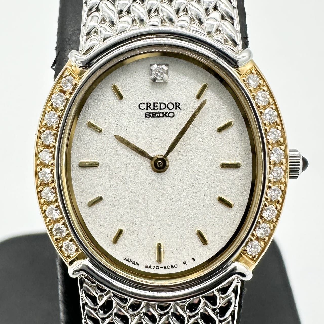 SEIKO セイコー クレドール 5 A 70 3000 K 18 YG ダイヤ 腕時計 クォーツ SS シルバー ゴールド メンズ レディース ブランド