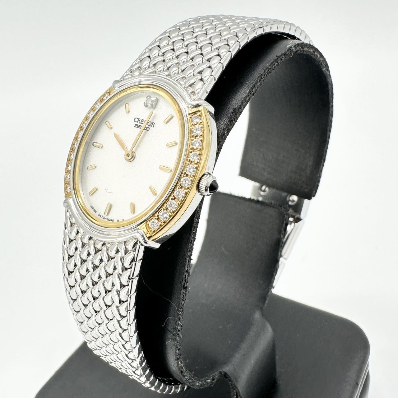 SEIKO セイコー クレドール 5 A 70 3000 K 18 YG ダイヤ 腕時計 クォーツ SS シルバー ゴールド メンズ レディース ブランド