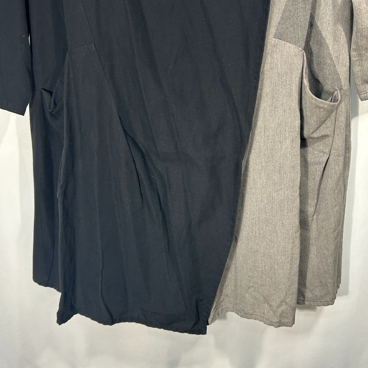 慈雨【40】ブラック系 シャツブラウス 長袖 ロング バイカラー