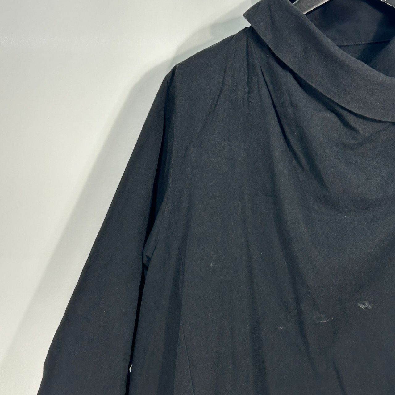 慈雨【40】ブラック系 シャツブラウス 長袖 ロング バイカラー