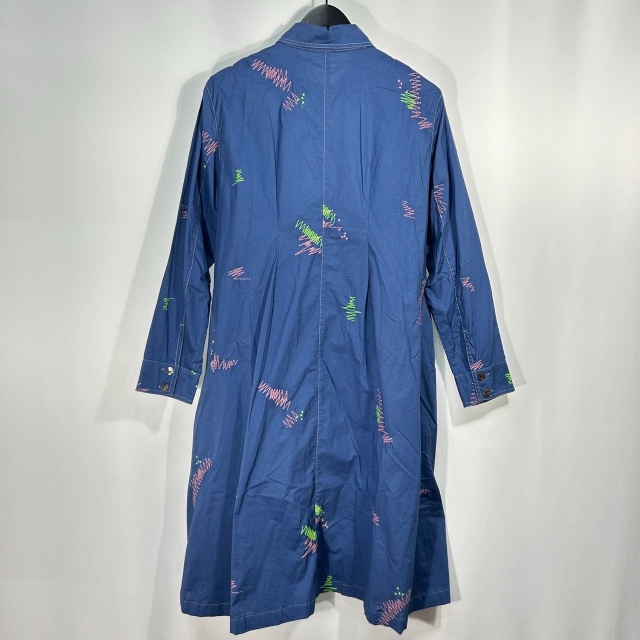 Cube-Cube【38】ブルー 長袖 刺繍シャツ ワンピース ロングドレス