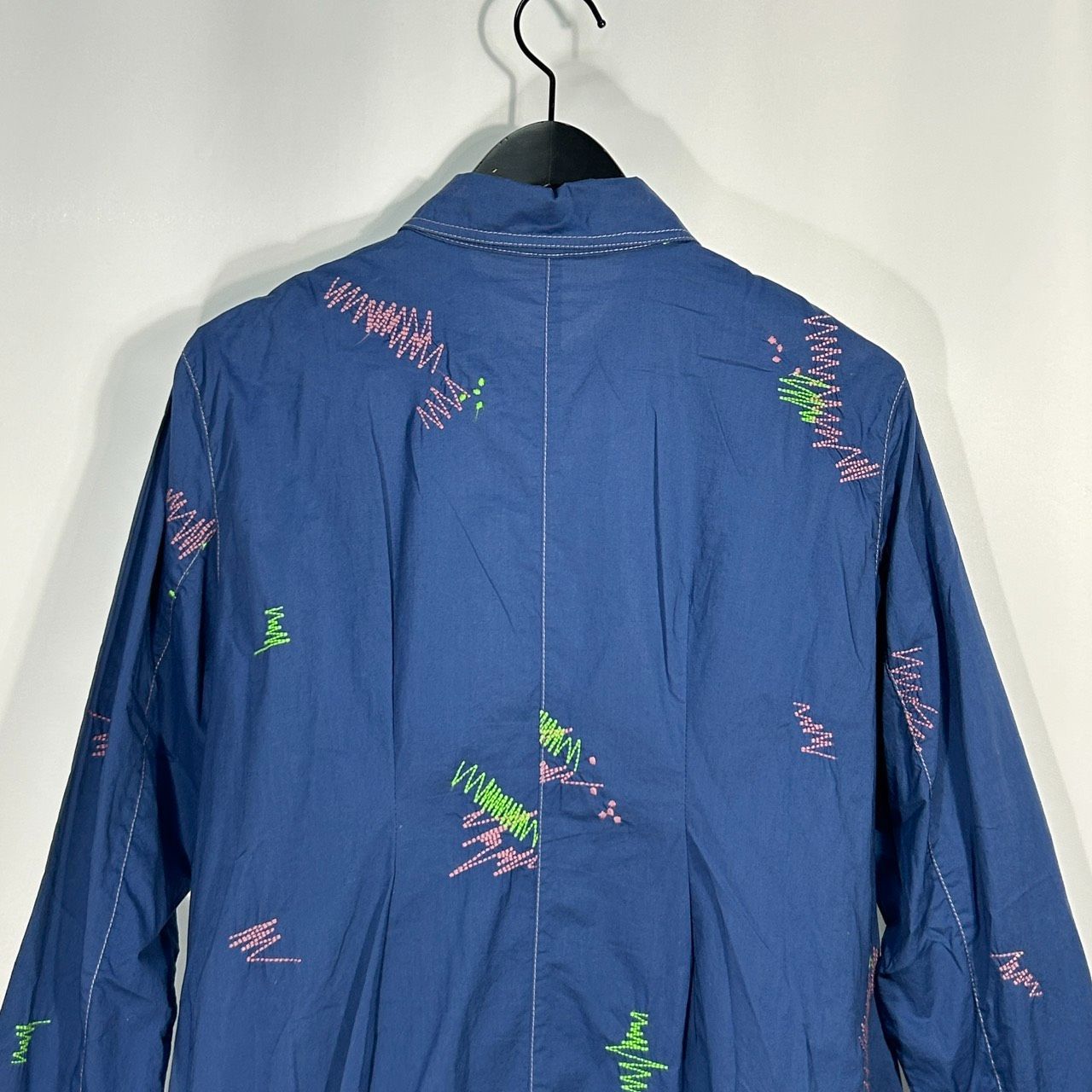 Cube-Cube【38】ブルー 長袖 刺繍シャツ ワンピース ロングドレス