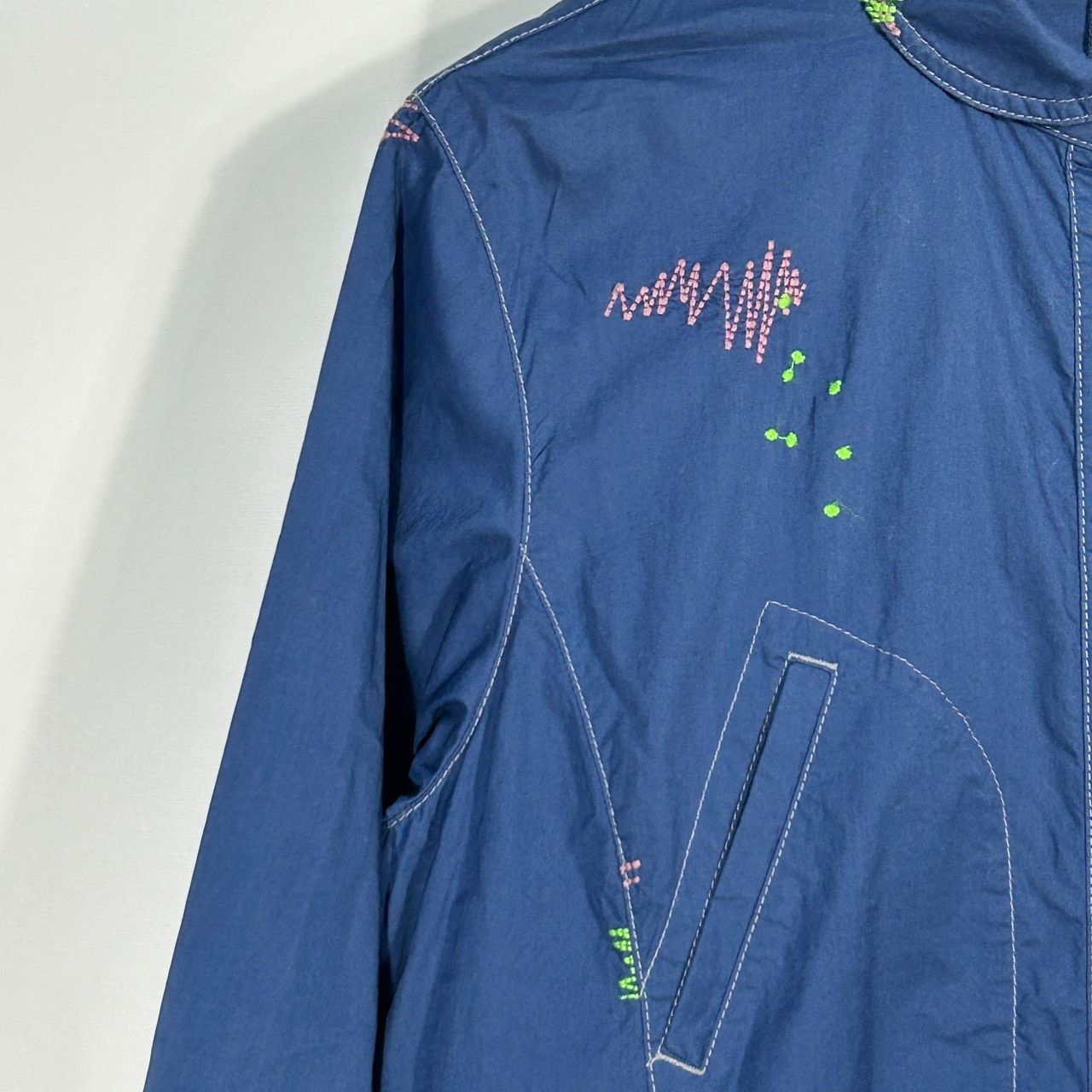 Cube-Cube【38】ブルー 長袖 刺繍シャツ ワンピース ロングドレス