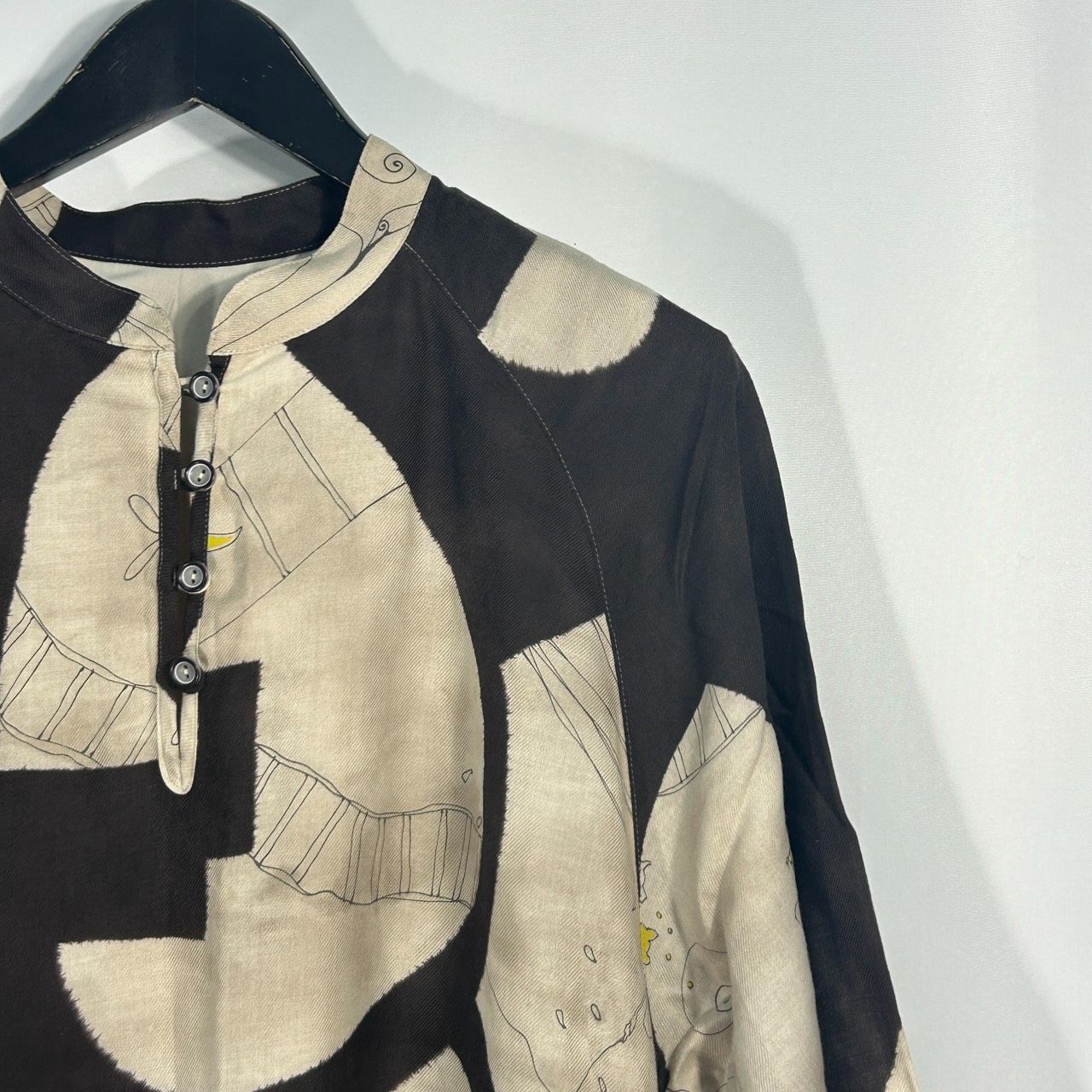 io comme io【40】ブラウン系 長袖 ワンピース スタンドカラー