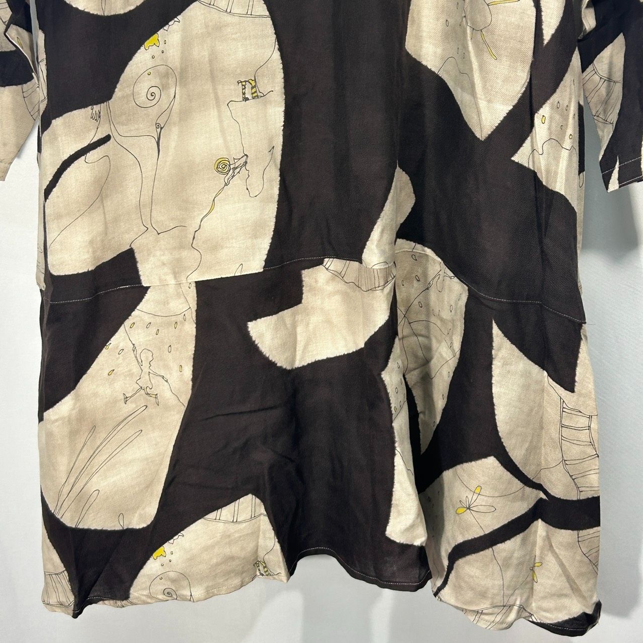 io comme io センソユニコ 総柄 ウール ロングワンピース io comme io【40】ブラウン系 長袖 ワンピース スタンドカラー