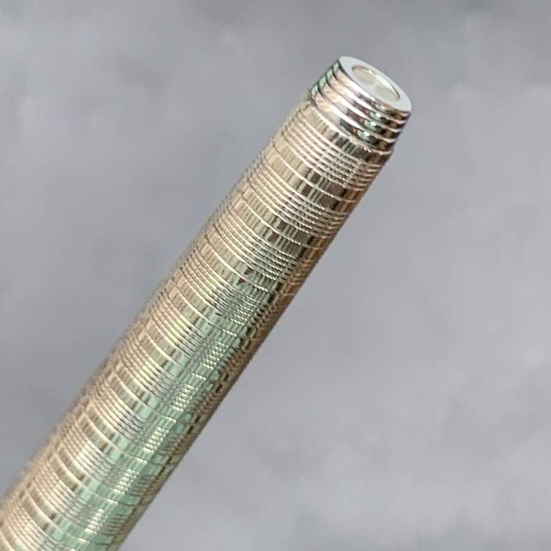 R324 ペン先K14 14金パーカー 万年筆 格子柄 シルバーカラー 筆記