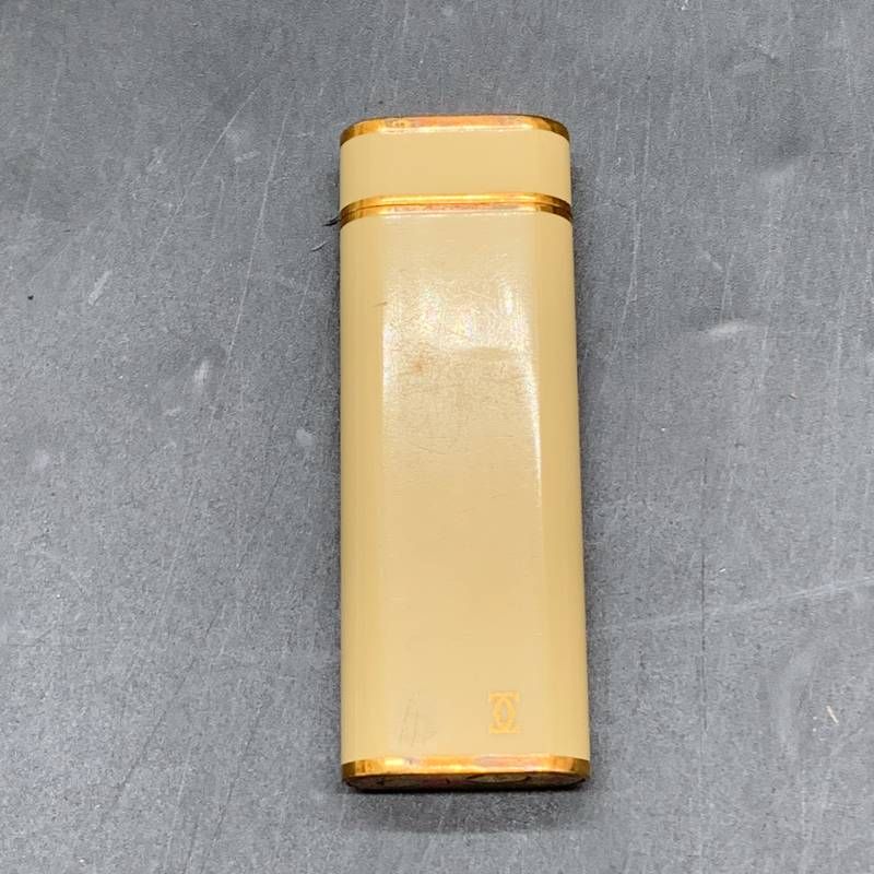 R 338 Cartier カルティエ ガスライター ヴィンテージ ブランド喫煙具 着火未 クリーム ゴールド