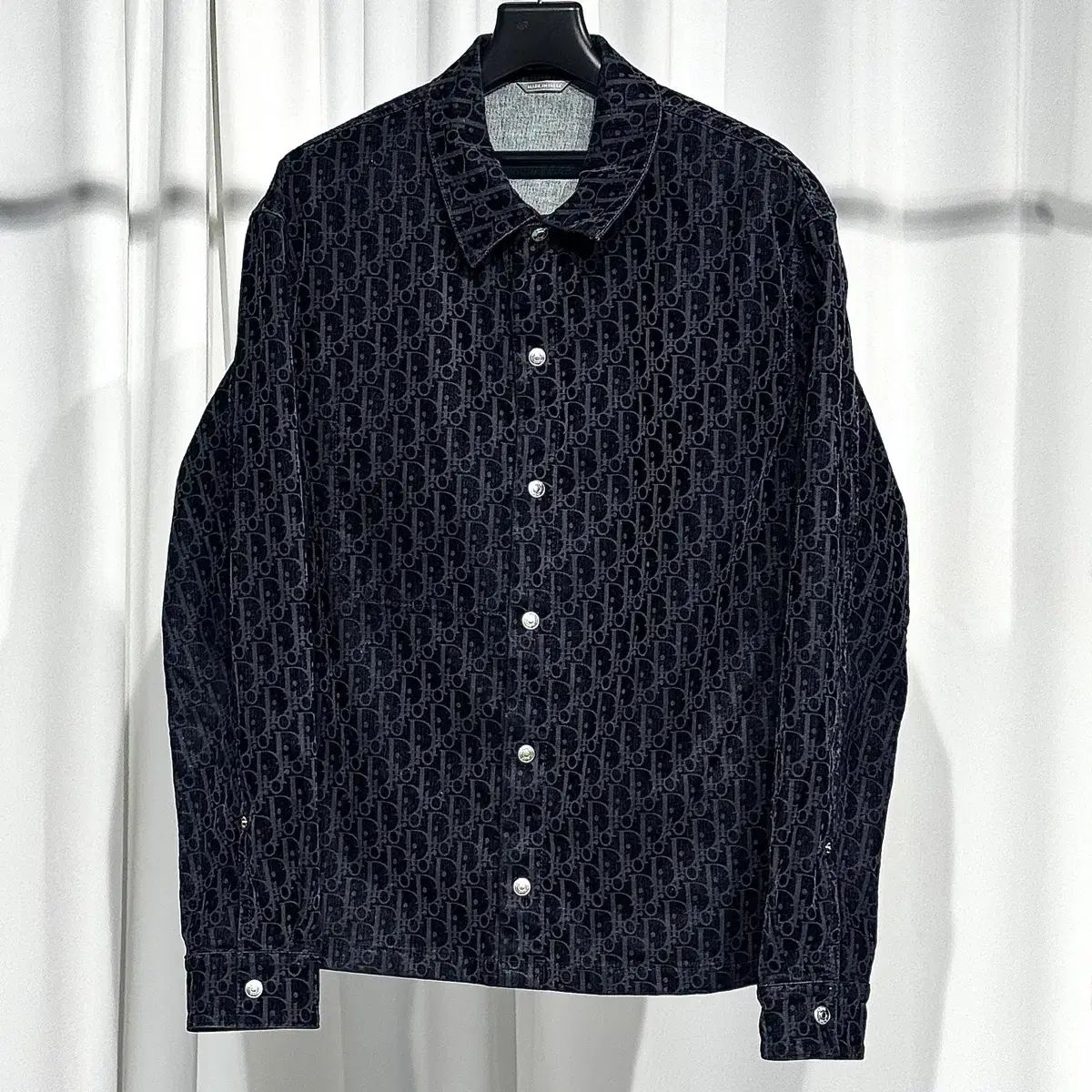 ディオール オブリーク ブラック コットン ブレンド ツアーベルベット オーバーサイズシャツ