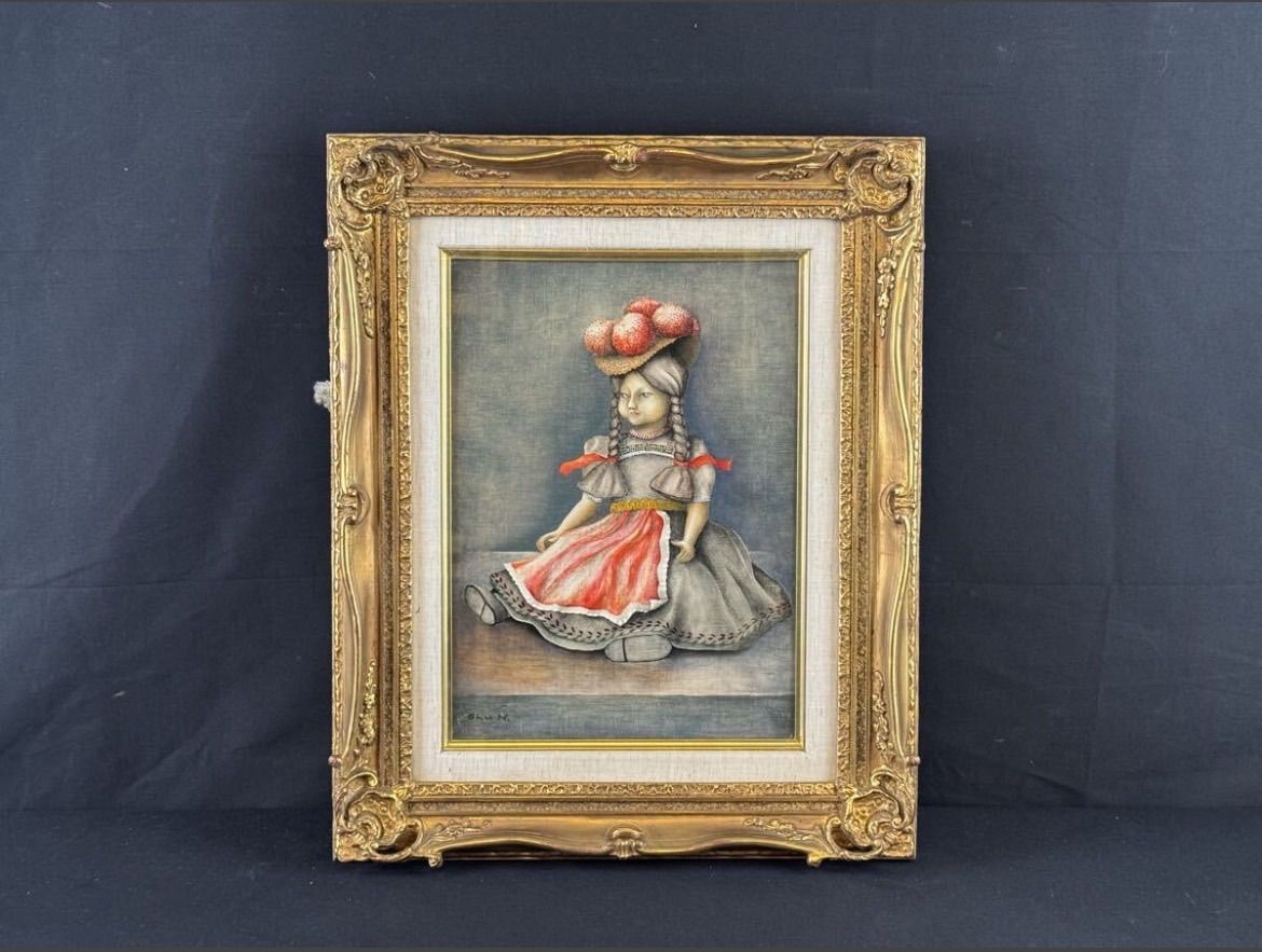 成瀬収「ドイツ人形」油彩 4号 静物画 直筆サイン入り 春陽会会員 人気