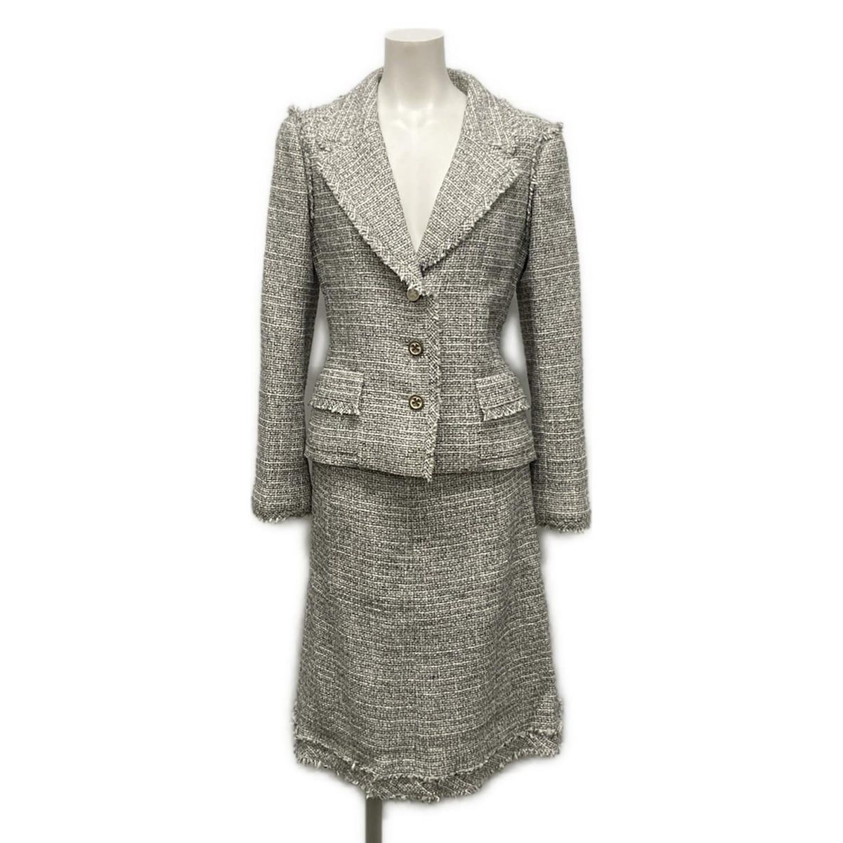 CHANEL(シャネル) スカートスーツ レディース美品 P23159/P23056 白×黒