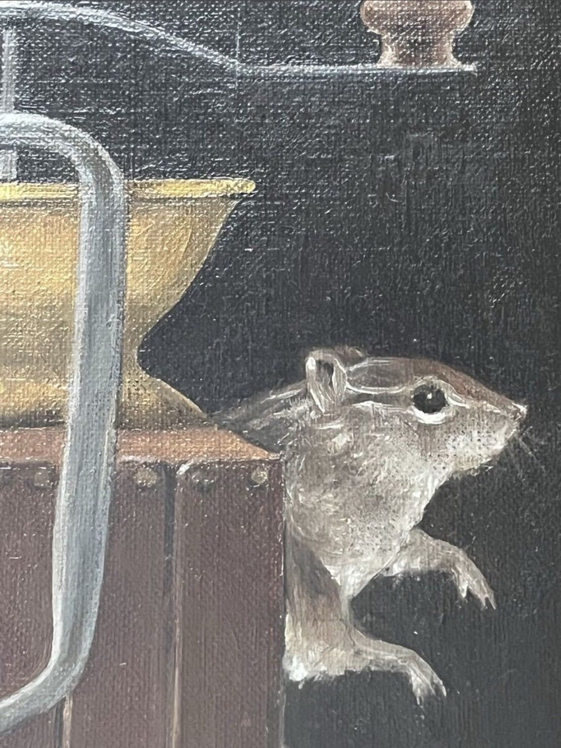 渡辺一夫 「リスのいる静物」油彩 8号 静物画 共シール 直筆サイン入り