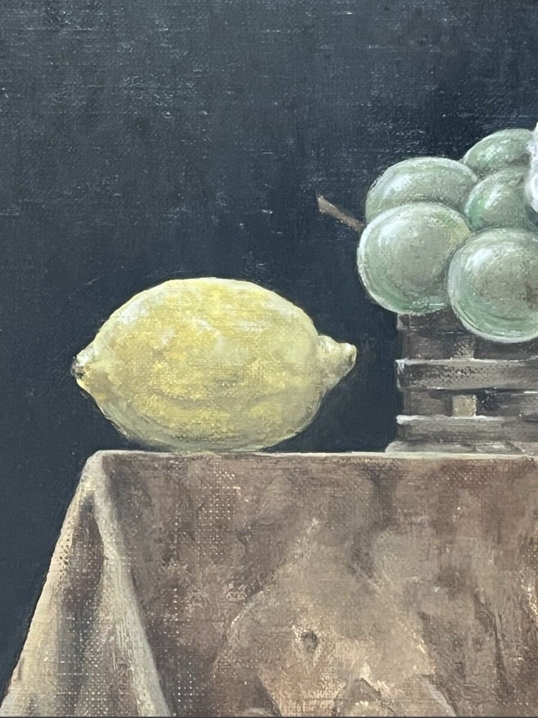 渡辺一夫 「リスのいる静物」油彩 8号 静物画 共シール 直筆サイン入り