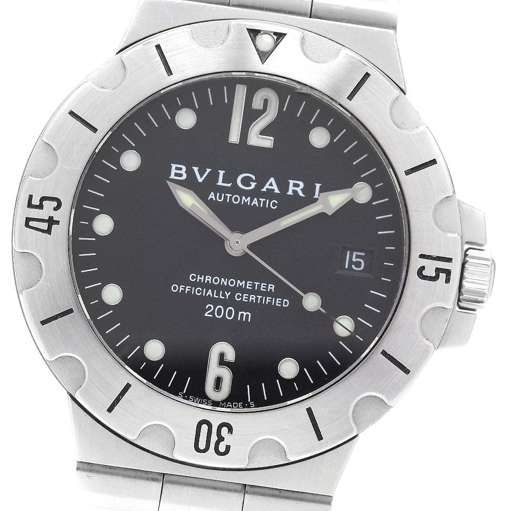 ブルガリ BVLGARI SD 38 S ディアゴノ スクーバ デイト 自動巻き メンズ保証書付き_911830