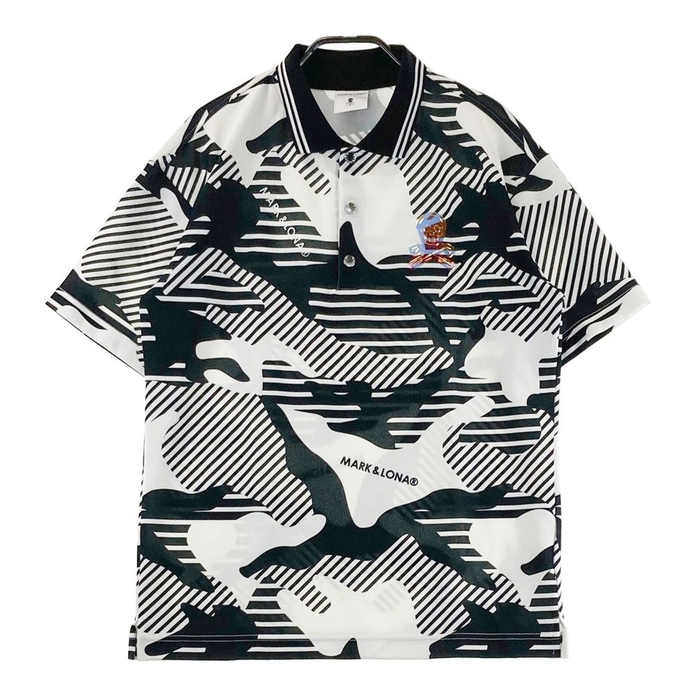 サイズ：46 MARK&LONA マークアンドロナ 2025年 半袖ポロシャツ 総柄 ホワイト系 [240101575867] ゴルフウェア メンズ ストスト