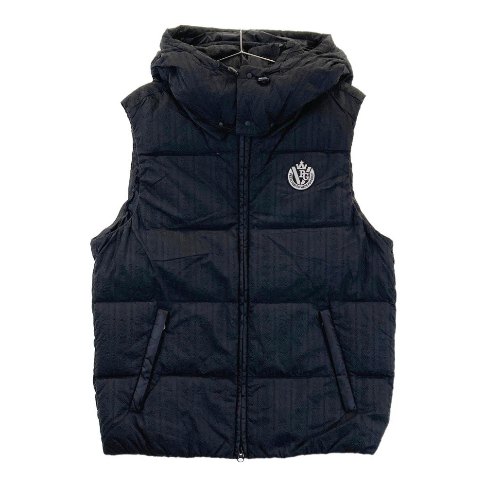 サイズ 6 PEARLY GATES パーリーゲイツ フード付 ダウンベスト 総柄 ブラック系 ゴルフウェア メンズ ストスト