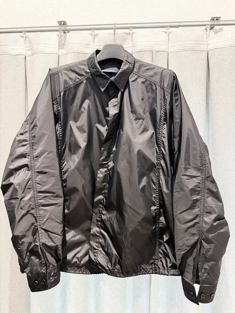 Juun.J ジュンジェイ ナイロン COACH コーチシャツ シャーリング ブラック