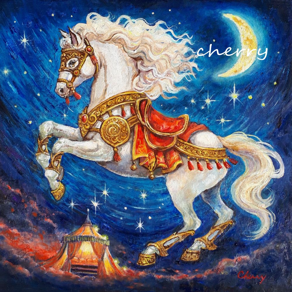 テラリウムの油絵【導き】1点物の原画アート/作者サイン入り/F3号キャンバス テラリウムの油絵【導き】1点物の原画アート/作者サイン入り/F3号