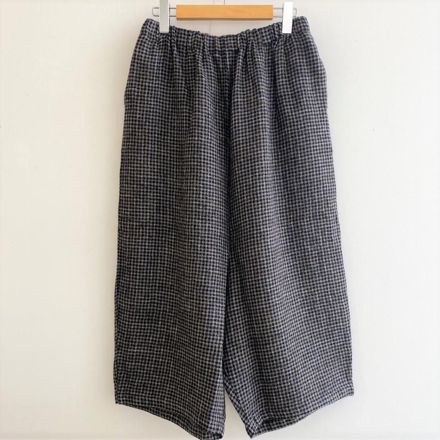 Vlas Blomme ウールリネンチェックコクーンサルエルパンツ 135401