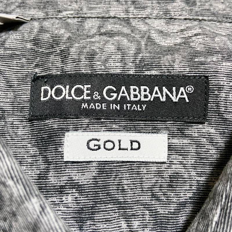 DOLCE - GABBANA ドルチェアンドガッパーナ ドレスシャツ 長袖 ローズプリント ゴールドフィット 17 43 サイズL 相当